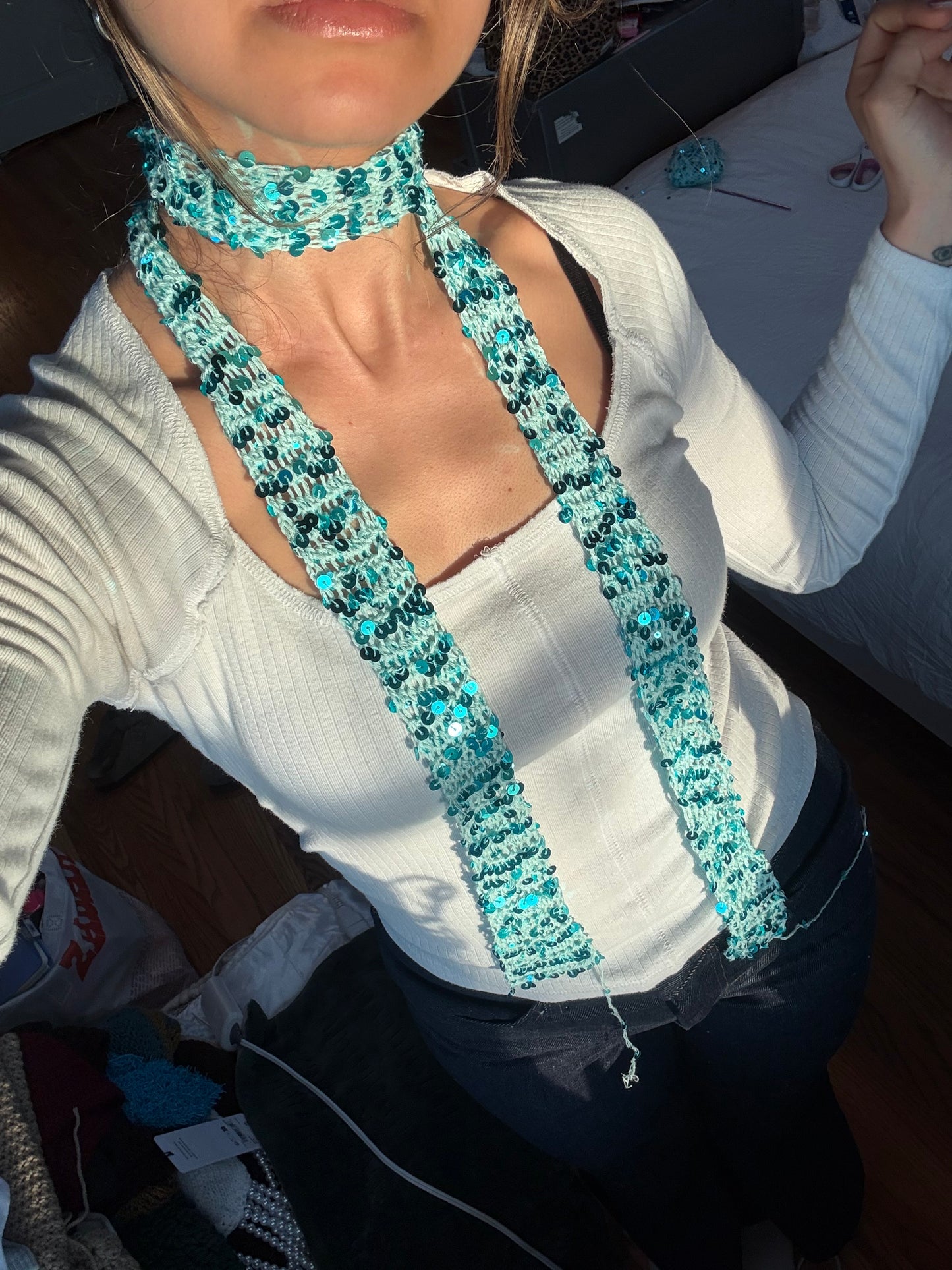 Sequin Skinny Scarf