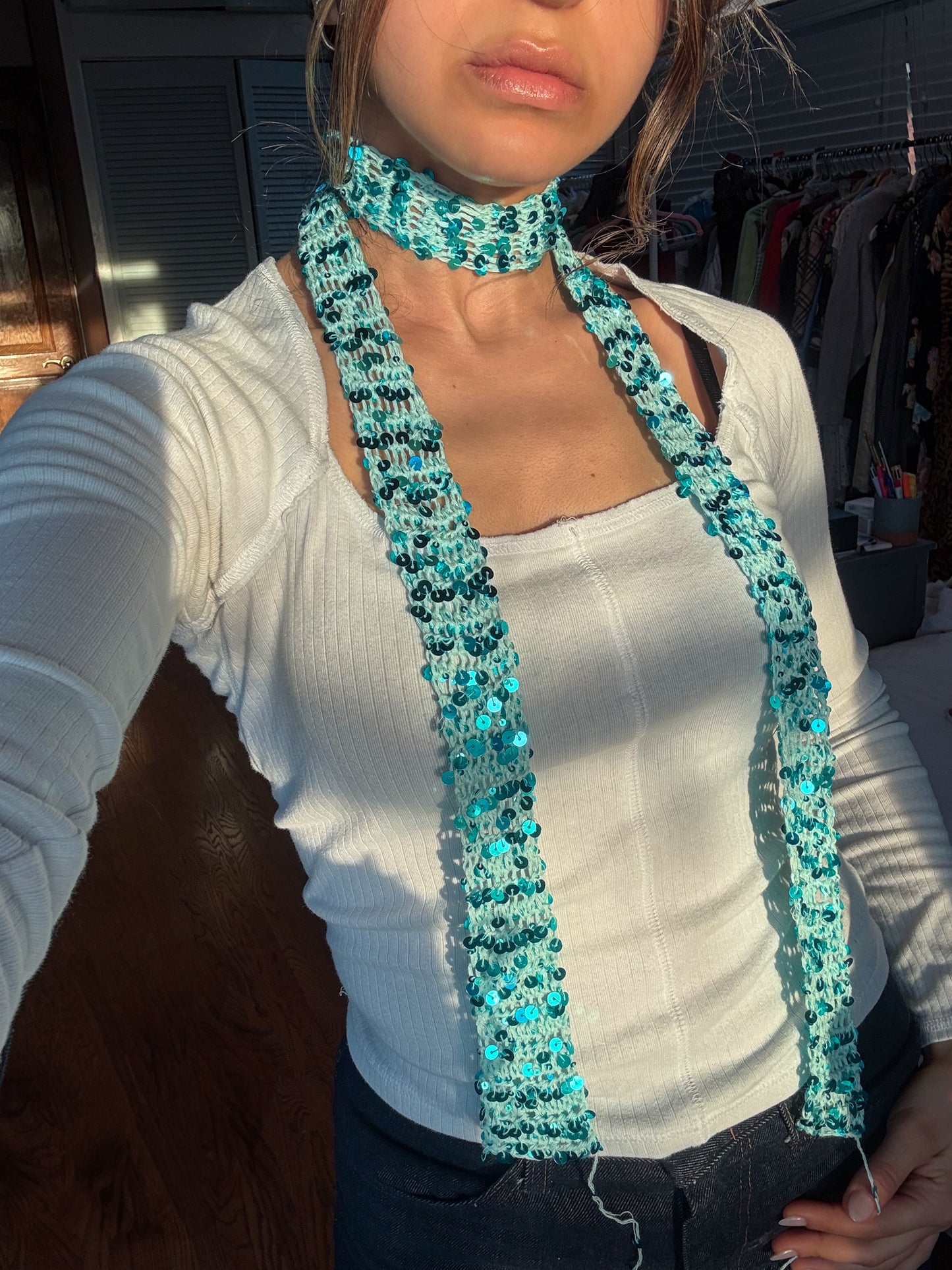 Sequin Skinny Scarf
