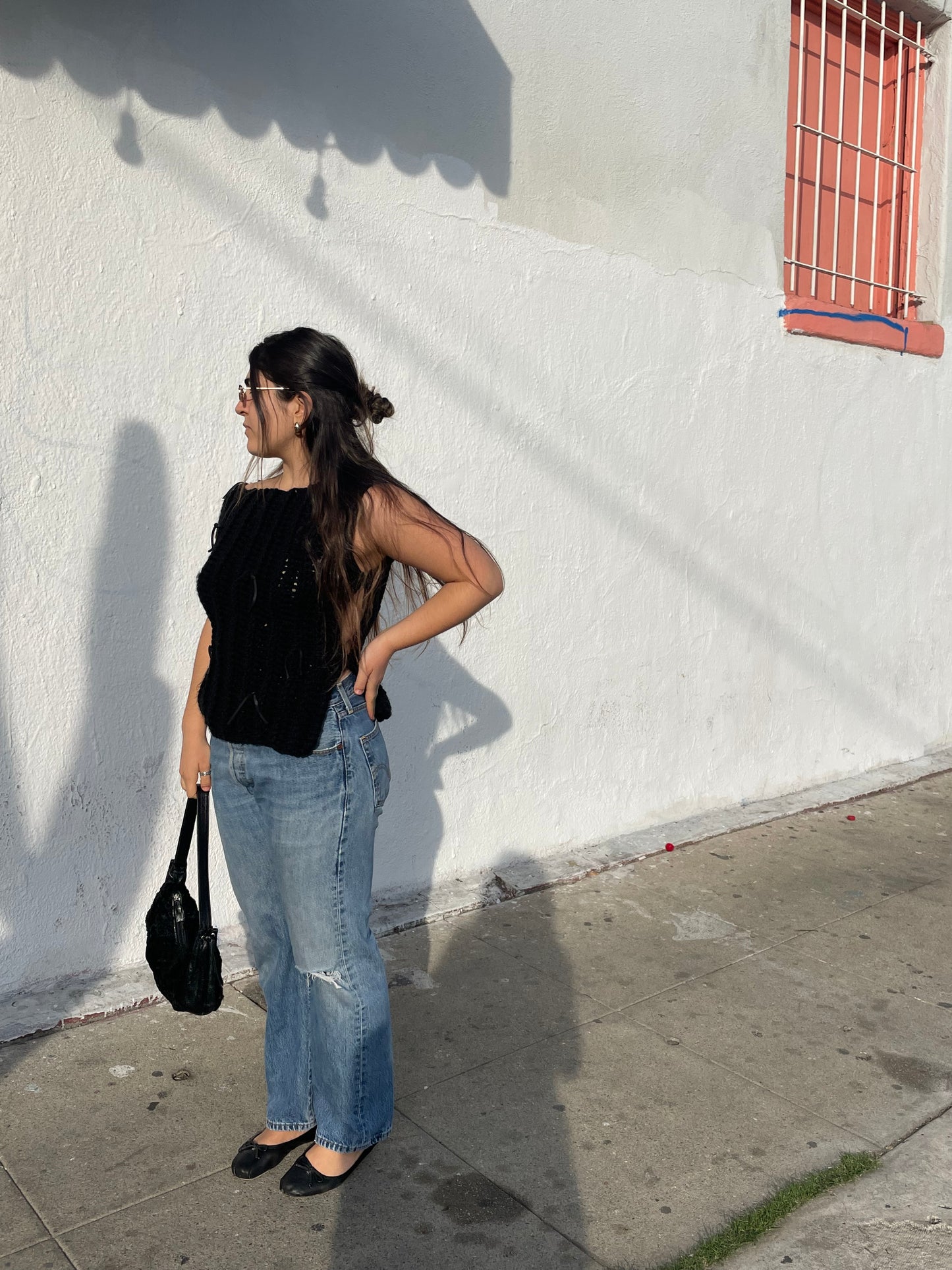 Leather Lace Top