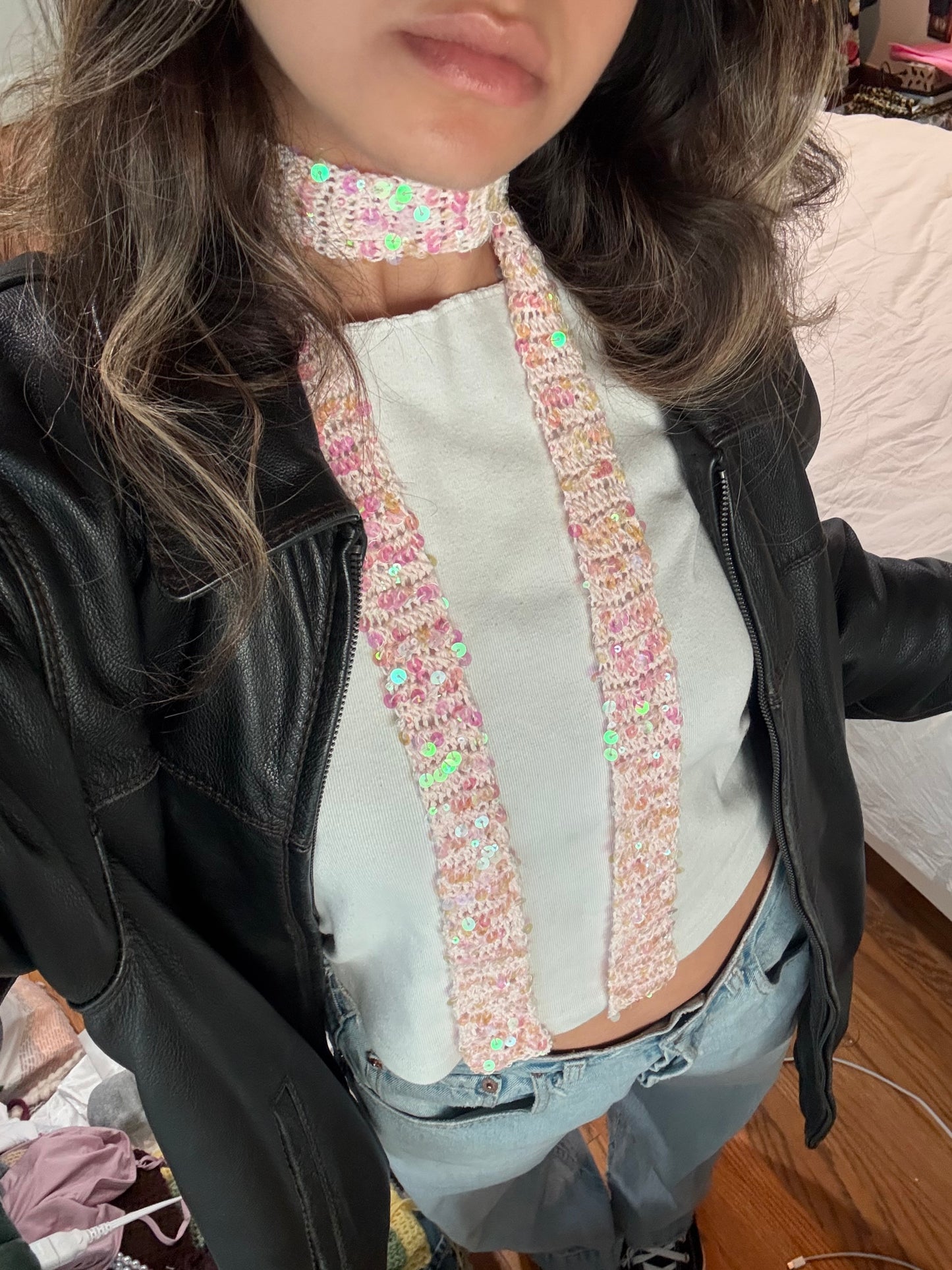 Sequin Skinny Scarf